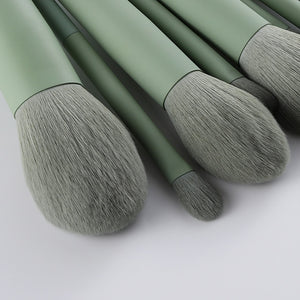 11pcs Natural Hair Green Makeup Brushes