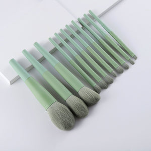 11pcs Natural Hair Green Makeup Brushes