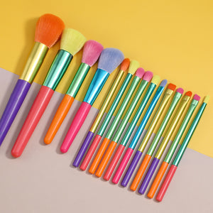Makeup Brush Set 15pcs Multicolor Colourful Makeup Brushes