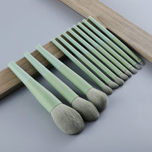 Load image into Gallery viewer, 11pcs Natural Hair Green Makeup Brushes